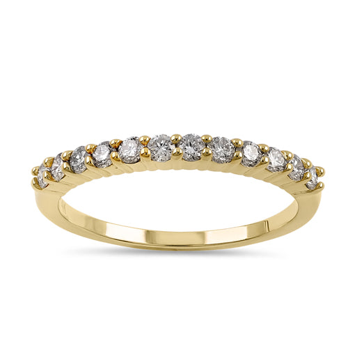 14K Yellow Gold 2.0mm Half Eternity Diamond Ring for Women - Solid Gold Wedding Band, Anniversary Gift, Engagement Ring - Perfect for Bridal Jewelry, Proposals & Special Occasions