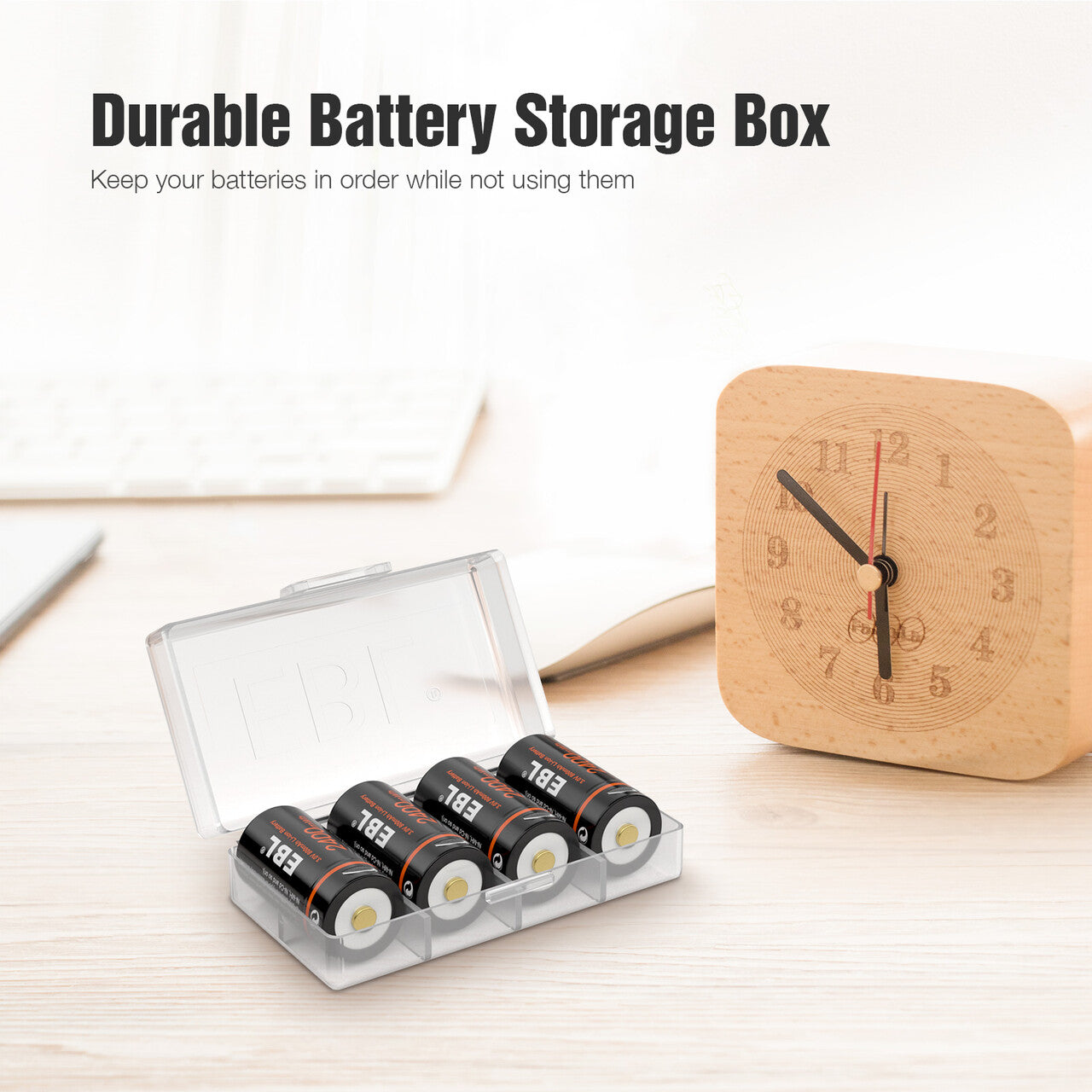 EBL 4 Pack CR123A 3V Lithium Battery 2400mWh High Capacity - Includes Micro USB Charging Cable - Perfect for Digital Cameras, Flashlights & Security Devices