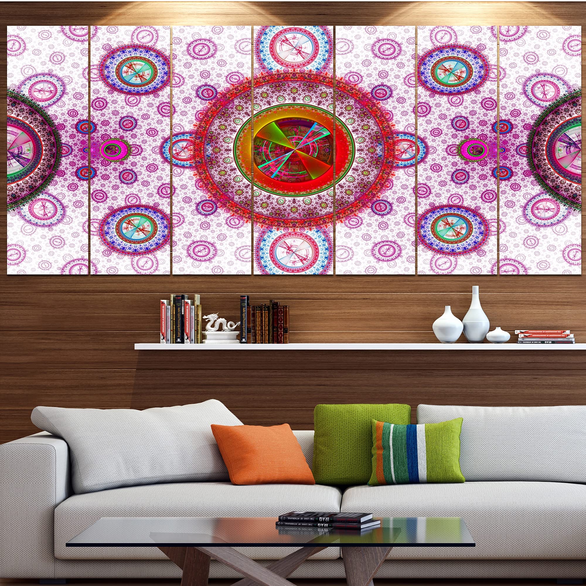 Pink Psychedelic Relaxing Abstract Wall Art Canvas Print - 60x28 Inch 5-Panel Modern Home Decor for Living Room, Bedroom & Office