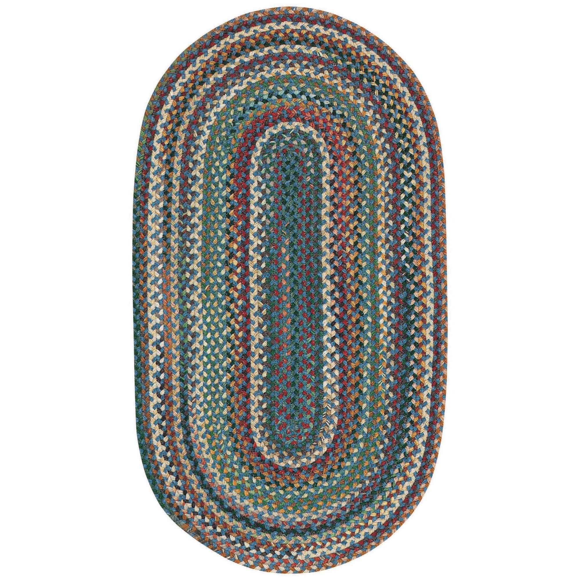 Capel Rugs Sherwood Forest 4x6 Oval Braided Area Rug - Dark Blue | Non-Slip Living Room Bedroom Decor