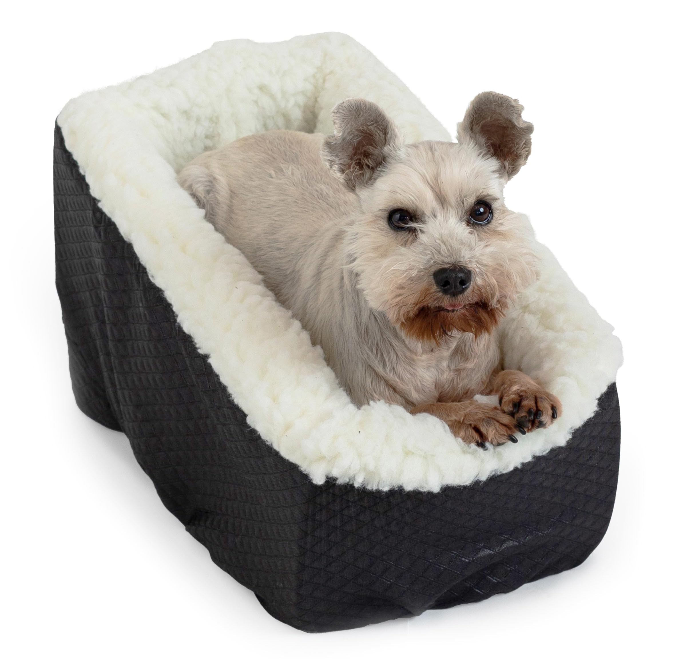 **Snoozer Small Dog Car Seat for Travel - Pet Carrier Bed for Dogs Up to 7 lbs, Safe & Calm Travel with Adjustable Harness Strap, Machine Washable Black Diamond Cover - Perfect for Road Trips & Vet Visits**