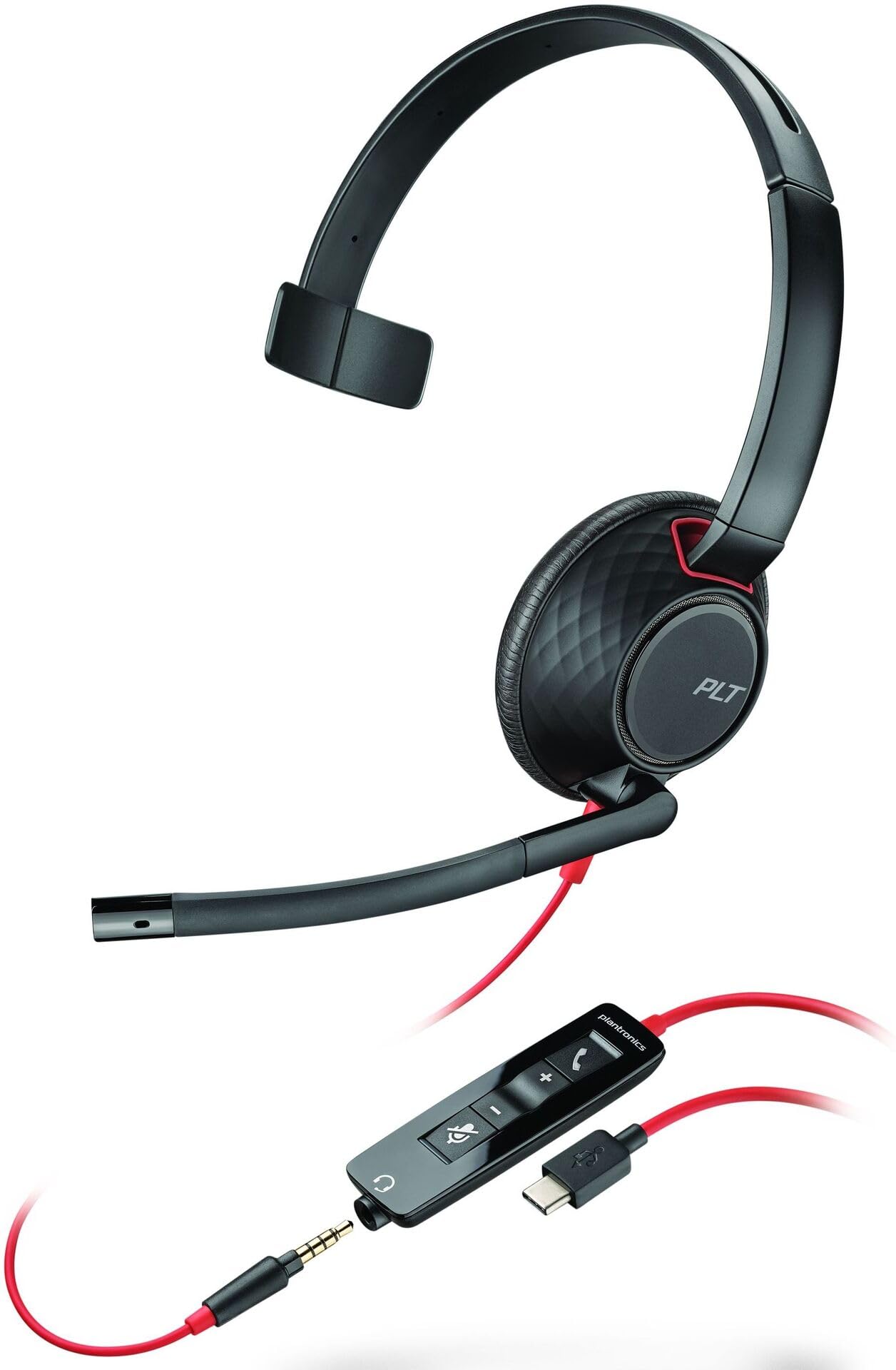 Poly Blackwire C5210 Mono USB-C/A & 3.5mm Headset - Noise Cancelling Office Headphones for Calls, Meetings & Remote Work