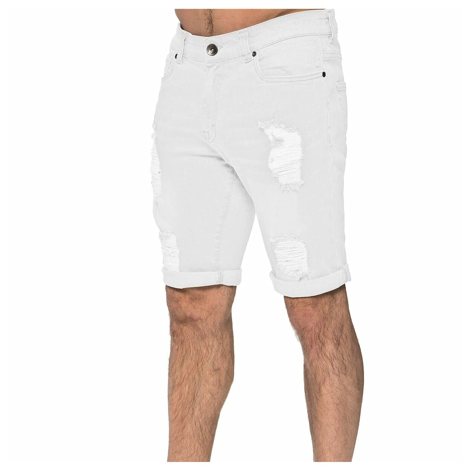 Men's Distressed Stretch Denim Shorts - Comfortable Blue Jeans Shorts for Summer, Beach & Holiday Wear | Relaxed Fit Casual Shorts for Men
