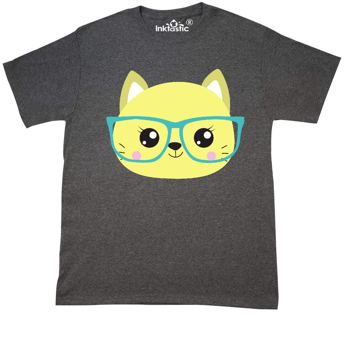 Inktastic Hipster Cat with Glasses - Cute Kitten Graphic T-Shirt for Women & Men | Perfect for Casual Wear, Cat Lovers & Funny Gift Ideas