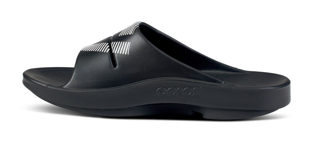 FJ X OOFOS Men's OOahh Sport Slide Sandal - Black | Recovery Footwear for Athletes & Active Lifestyles | Perfect for Post-Workout, Poolside & Casual Wear