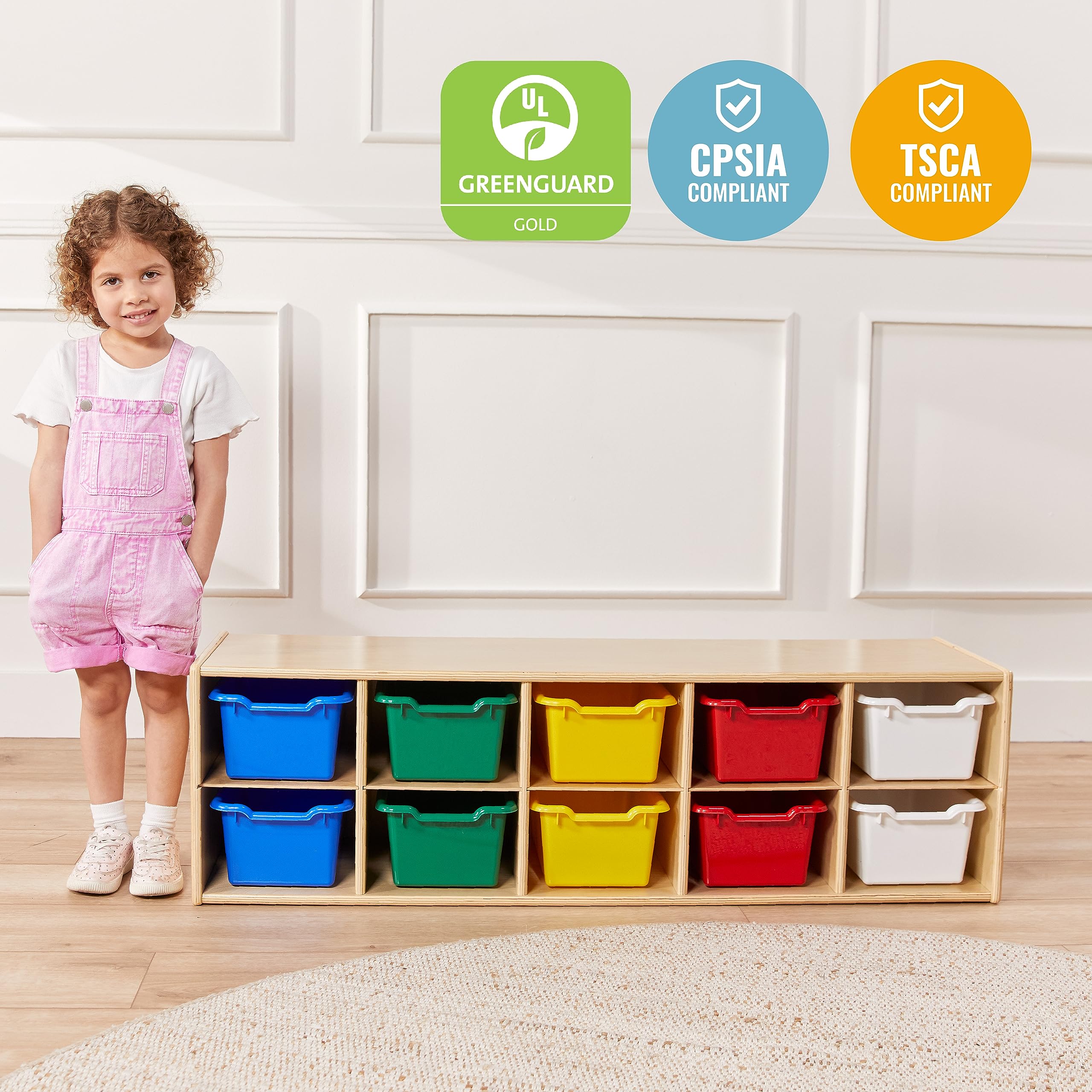 ECR4Kids 10-Cubby Storage Cabinet with Scoop Front Bins - Natural Wood 2x5 Classroom Organizer for Toys, Books & School Supplies | Perfect for Preschool, Daycare & Homeschool Organization