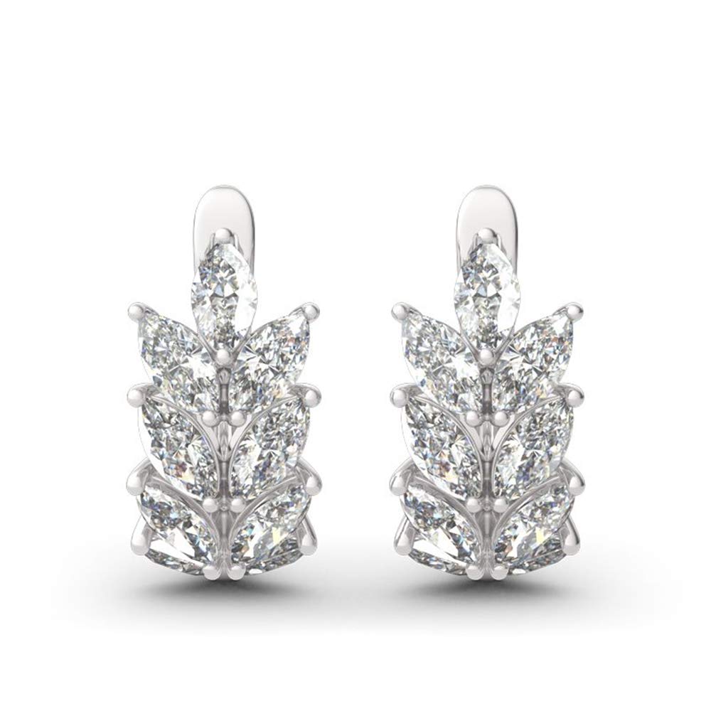 Jeulia Sterling Silver Marquise Cut Leaf Design Hoop Earrings for Women & Teens – Perfect Gift for Girlfriend, Wife, Bride, Birthday with Jewelry Box | Elegant Everyday Wear & Special Occasions