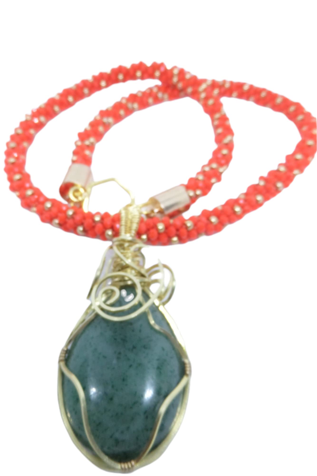 Handmade Beaded Kumihimo Necklace with Wire Wrapped Pendant - Elegant Boho Jewelry for Women, Perfect for Weddings, Parties & Everyday Wear