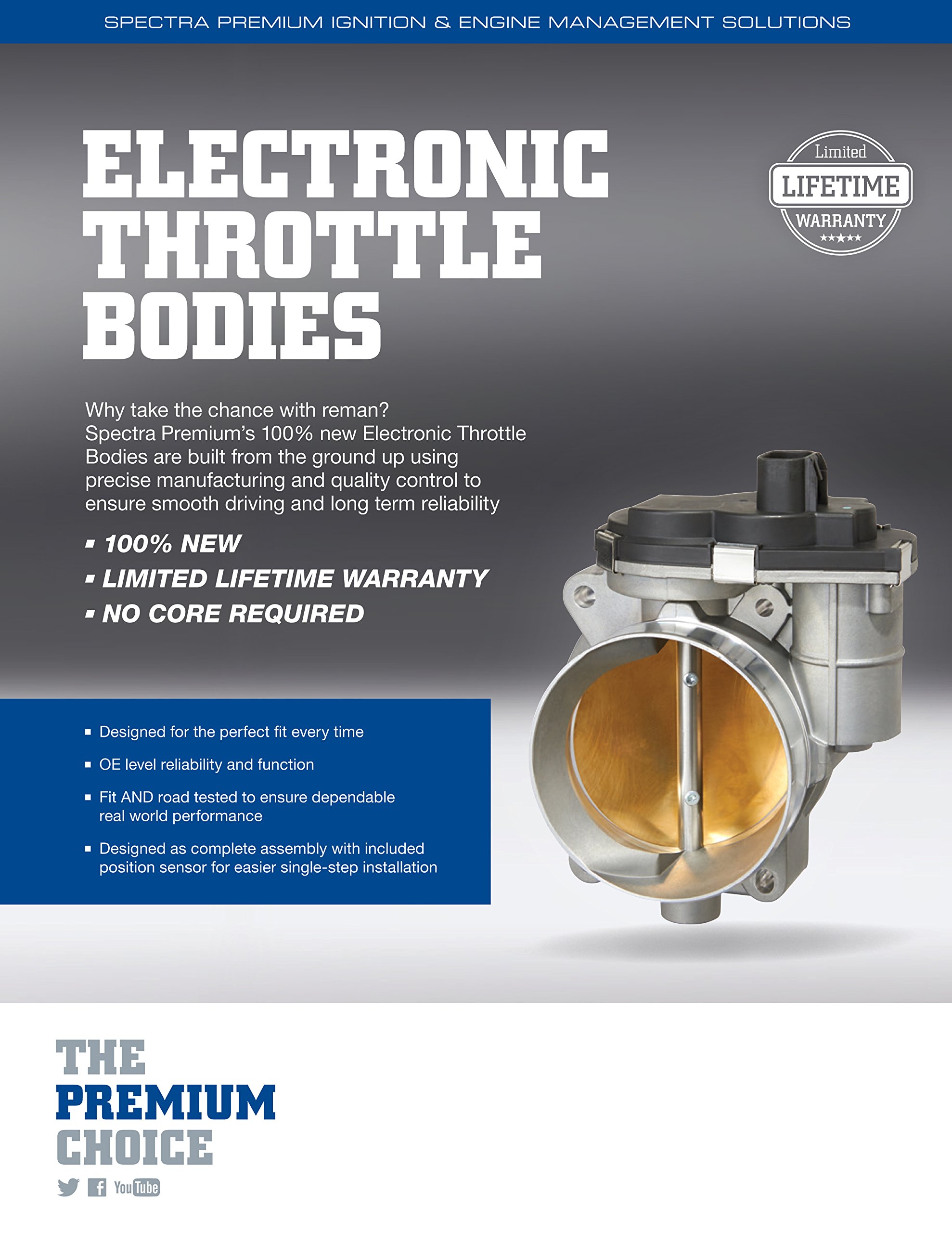 Spectra Premium TB1002 Electronic Throttle Body - Compatible with Multiple Car Models - High Performance Replacement Part - Perfect for Engine Tuning & Fuel Efficiency Improvement