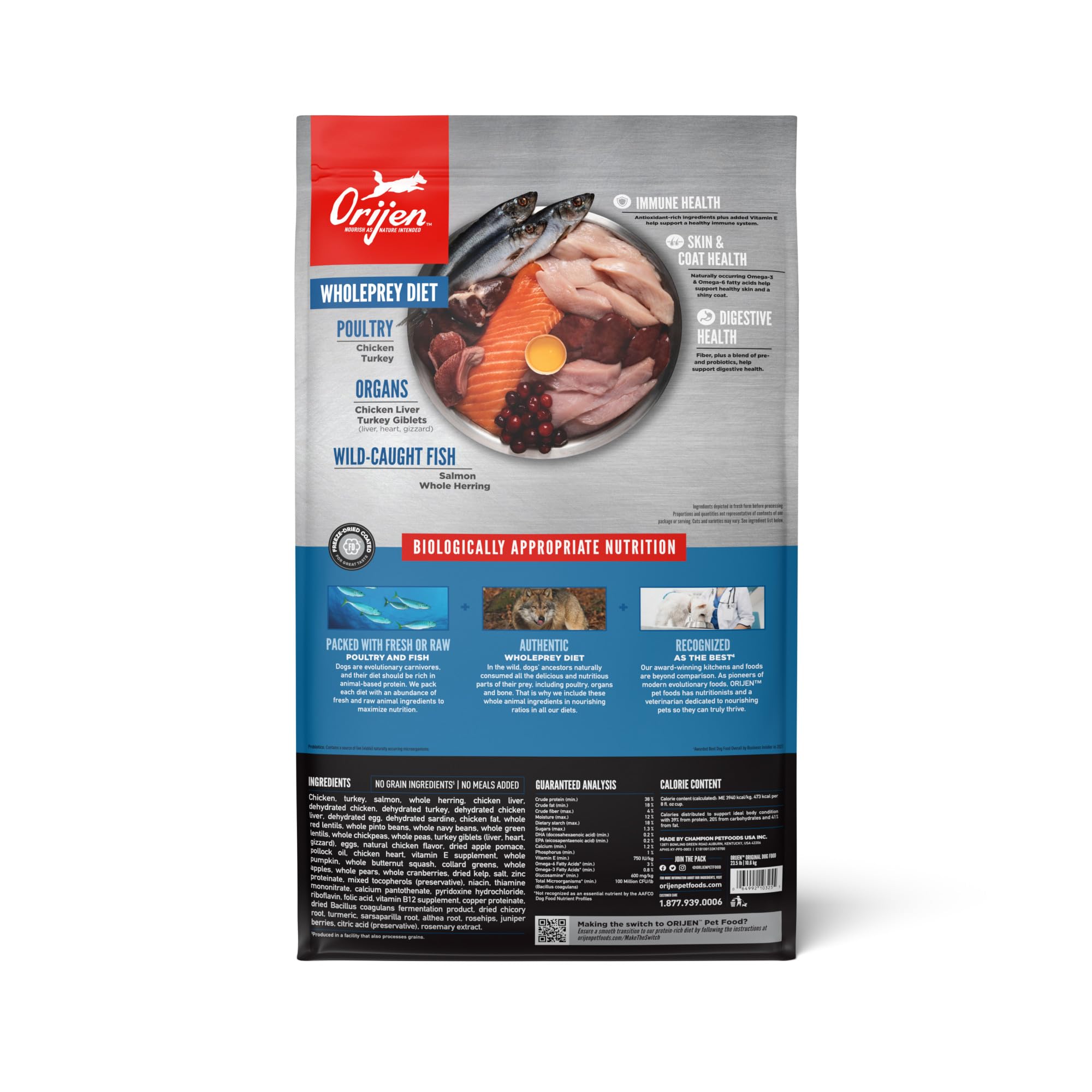 ORIJEN Original Grain-Free Dry Dog Food for All Life Stages - High Protein, Fresh & Raw Ingredients - 23.5 lb Bag - Perfect for Adult Dogs & Puppies Nutrition