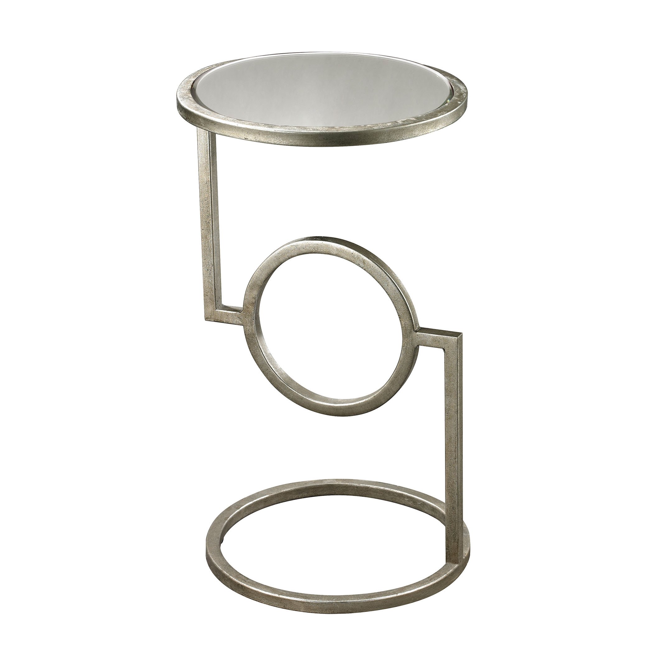 Mirrored Top Hurricane Side Table - Elegant Glass End Table with Metal Base for Living Room, Bedroom, or Patio Decor - Perfect for Drinks, Books & Home Accents