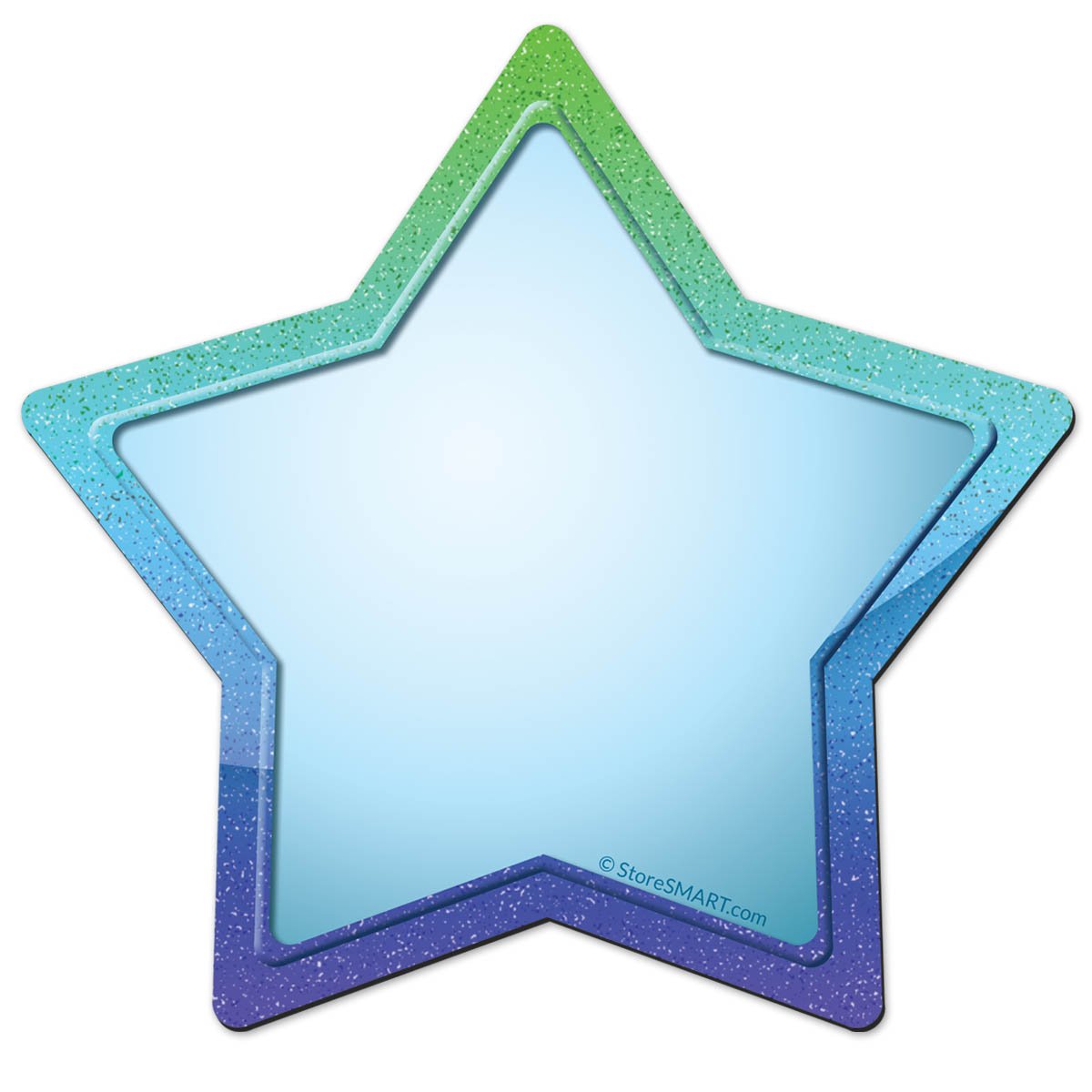 StoreSMART Write-On Star Magnets - 100-Pack Classroom Supplies, Light Blue Center with Blue/Green Border - Perfect for Whiteboards, Fridge Organization & Teacher Supplies (STAR5-B-100)