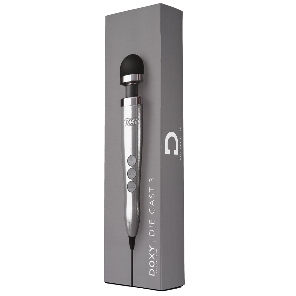 Doxy Die Cast 3 - Lightweight Metal Plug-In Vibrating Massage Wand for Women & Men - Powerful Personal Massager for Muscle Relaxation, Intimate Pleasure & Stress Relief - Home & Spa Use