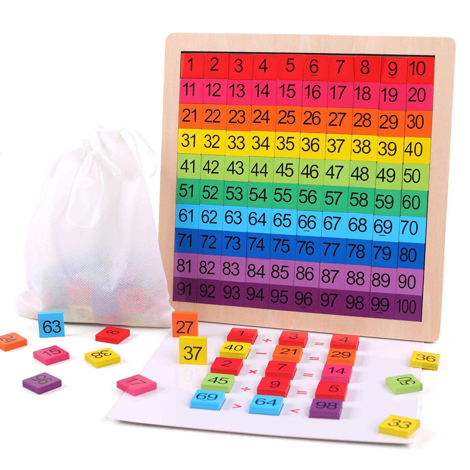 Wooden Lacing Threading Toys & Math Counting Hundred Board - Montessori Learning Toys for Toddlers, Fine Motor Skills Development, Preschool Educational Activities - Perfect for Classroom, Homeschooling & Early Childhood Education
