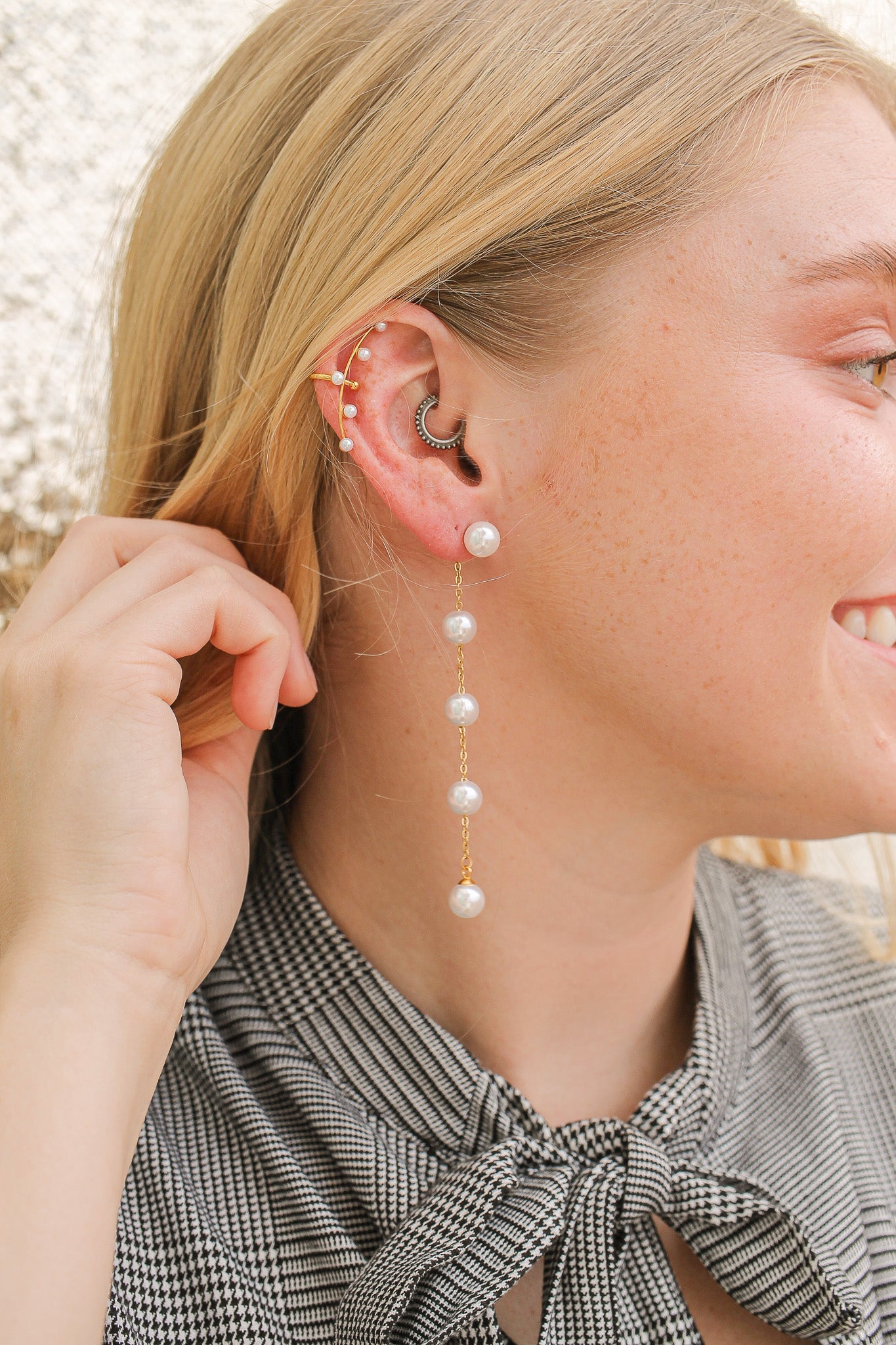Emory Pearl Dangle Earrings in 14K Gold - Elegant Pearl Jewelry for Women | Perfect for Weddings, Parties & Special Occasions