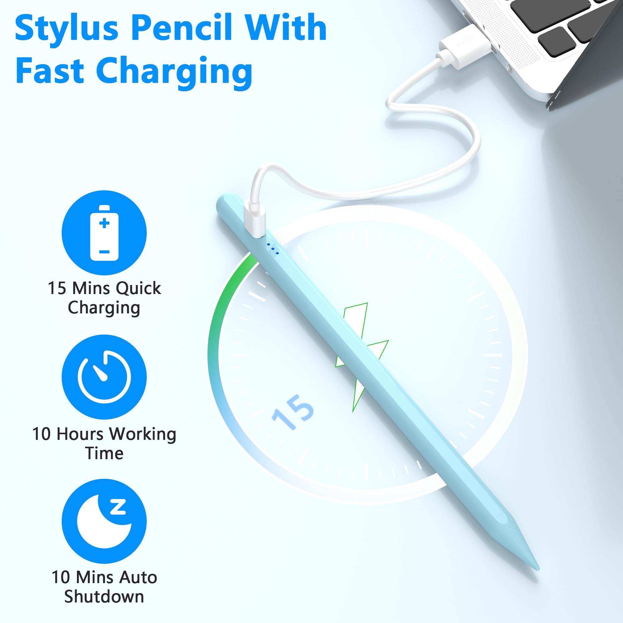 Fast Charging Stylus Pen for iPad 2018-2025 | Apple Pencil Alternative with 15-Minute Quick Charge | Compatible with iPad Pro M4/12.9