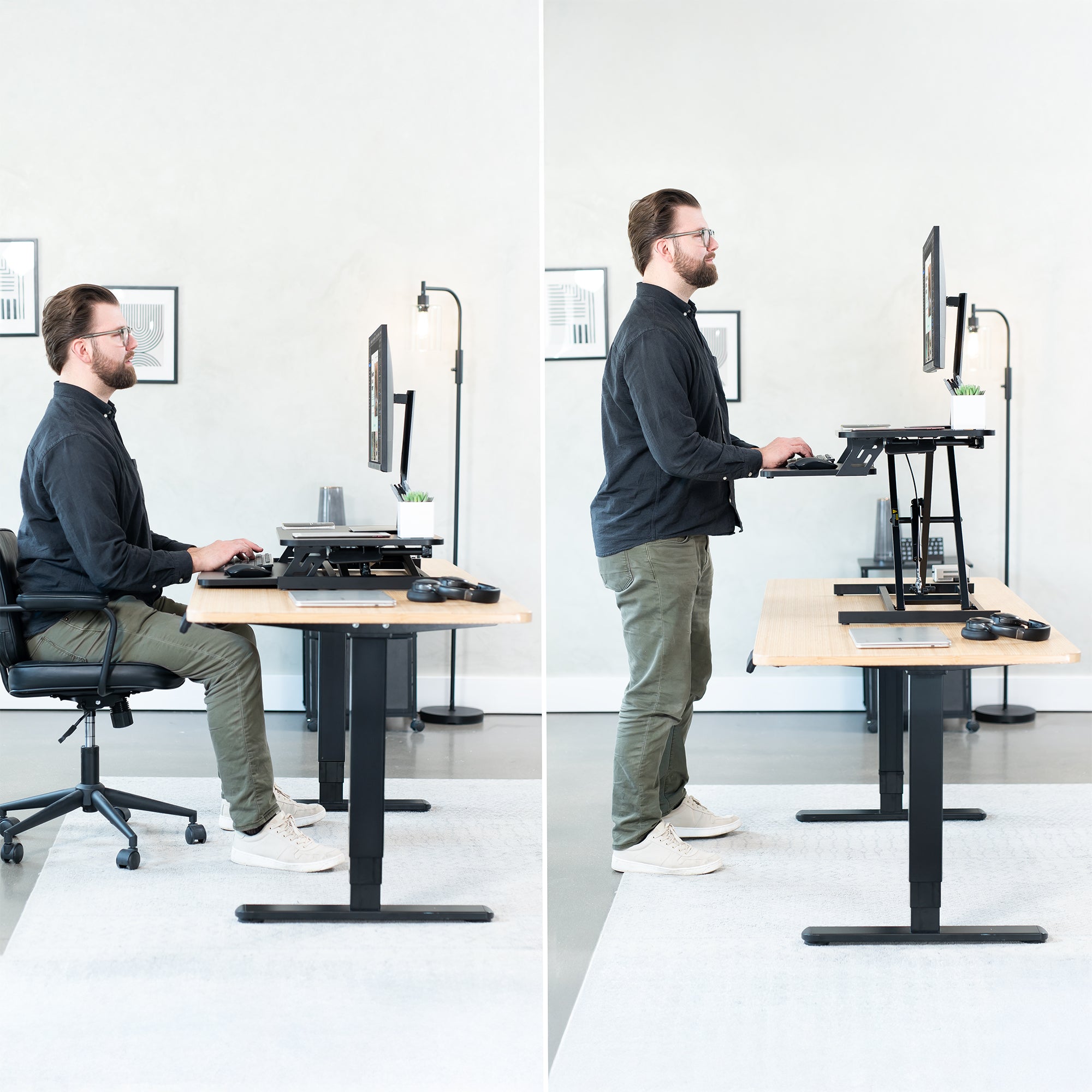 Adjustable Standing Desk Converter - Ergonomic Riser for Home & Office - Improve Posture & Productivity - Perfect for Work from Home & Small Spaces