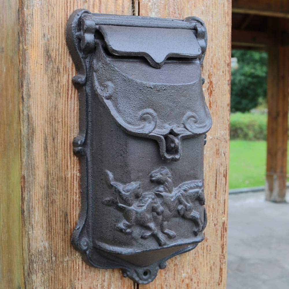 Vintage Cast Iron Mailbox - Small Wall Mounted Letter Box for Garden, Porch & Home Decor - European Style Retro Iron Craft - Perfect for Outdoor & Indoor Decoration