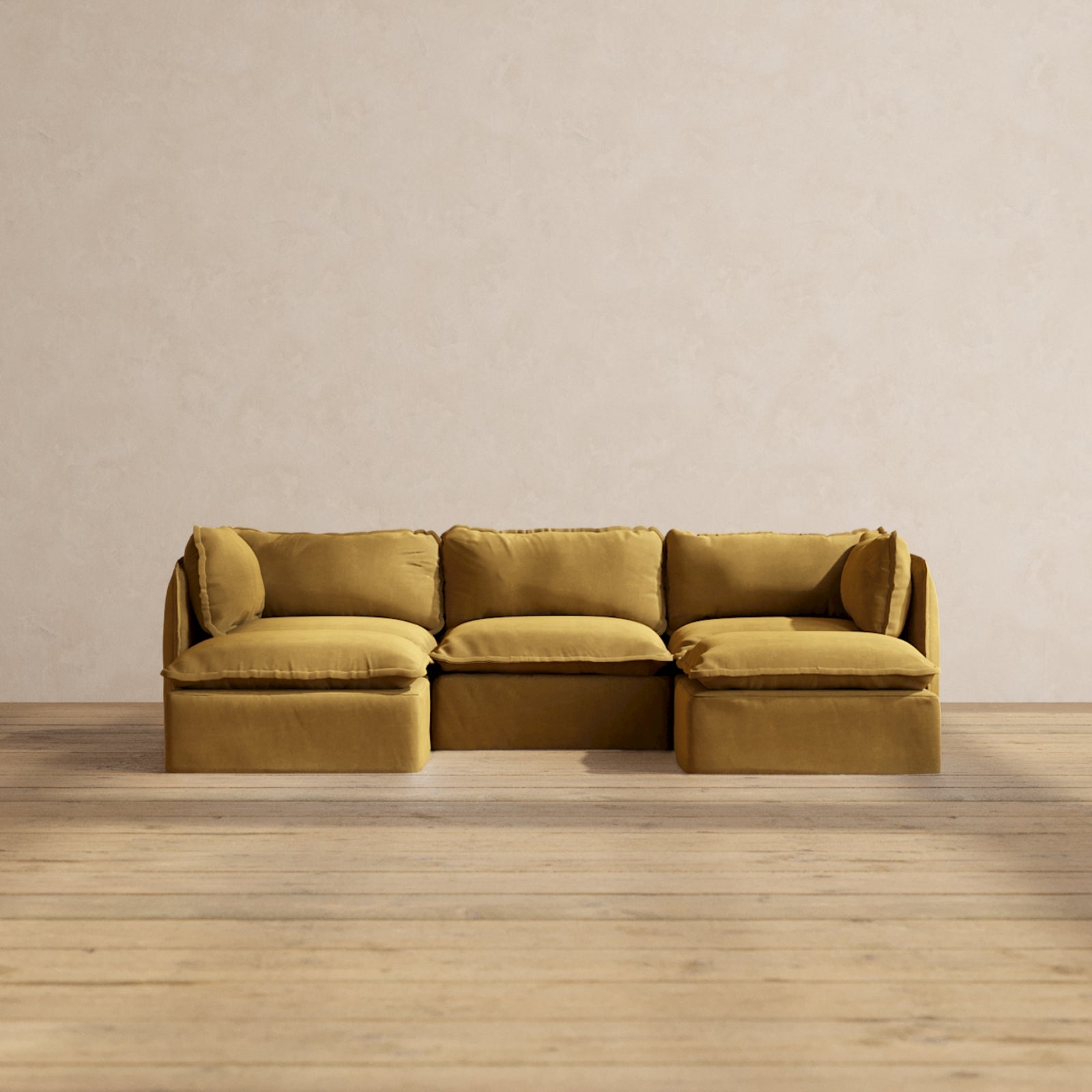 Modular Performance 3-Seater U-Shaped Sectional Sofa in Toffee Brown | Premium Comfort Blend | Perfect for Living Room, Family Room & Home Theater