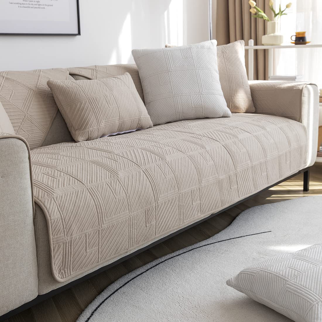 VCTOPS Quilted Cotton Non-Slip Sofa Cover - 43