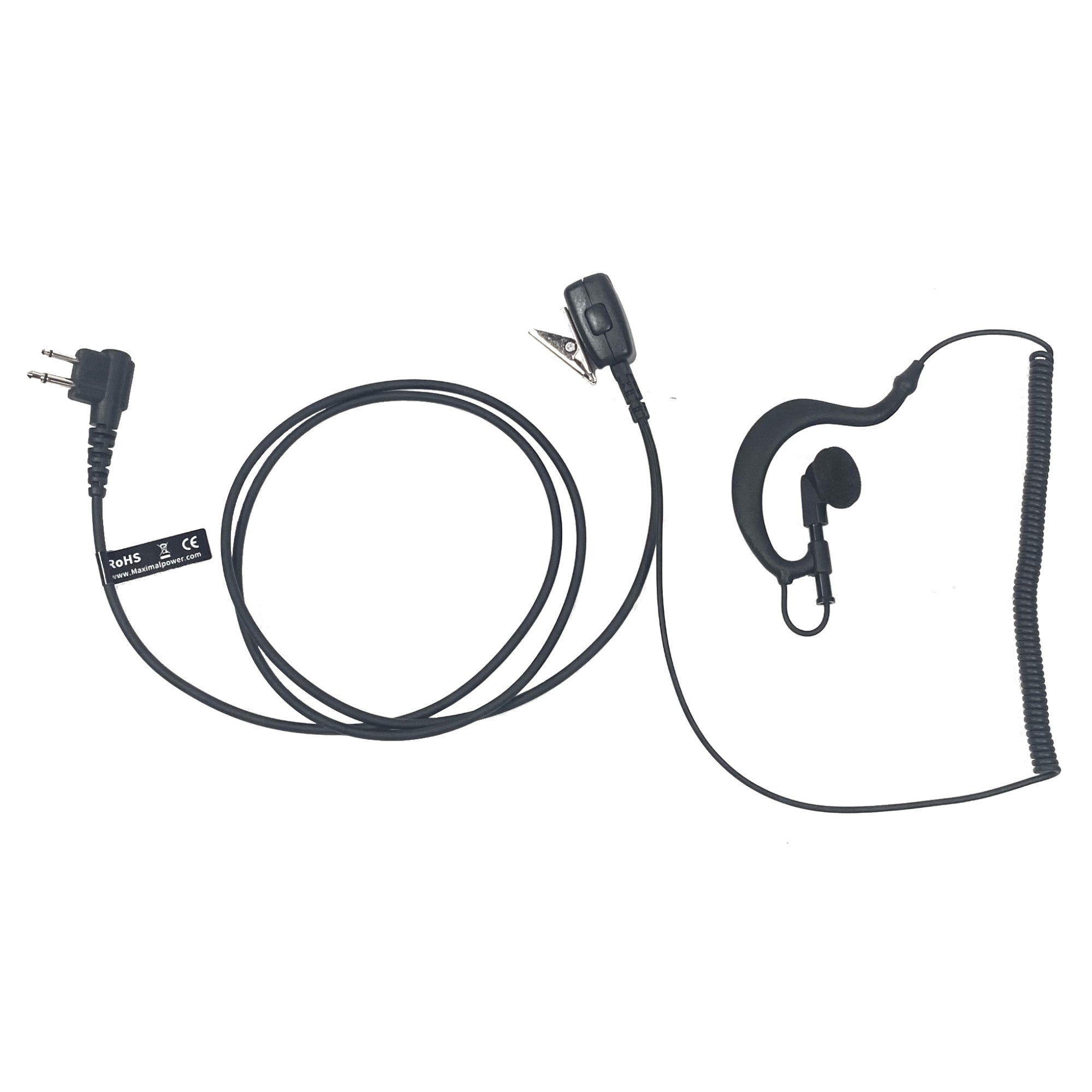 MaximalPower Motorola CP200 CP200D BPR40 CP100D CP185 RDM2070D Two-Way Radio Earpiece Headset with Surveillance Kit - Police Headphones (2 Pin Connector) for Security, Construction & Event Staff Communication