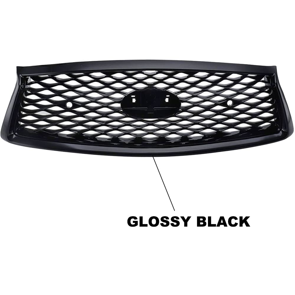 Glossy Black Front Grille Compatible with Infiniti Q50 Q50S 2018-2022 - JDM Style Upper Bumper Hood Grill Replacement | Upgrade Your Car's Appearance for Street Racing & Show Car Events
