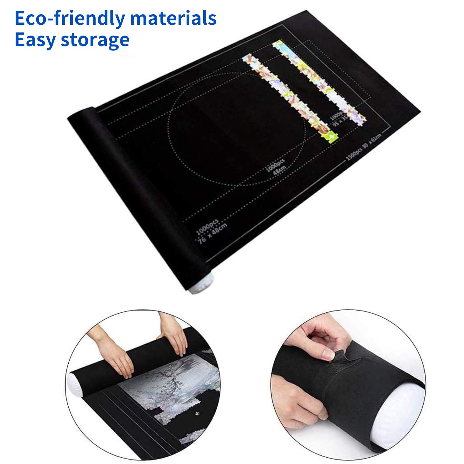 LATTCURE Puzzle Mat Roll Up - Large Felt Puzzle Storage Mat for 1000, 1500, 2000 Piece Puzzles - Portable Foldable Puzzle Saver for Adults & Kids - Perfect for Game Nights, Travel & Home Organization