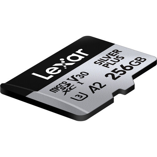 Lexar 256GB Professional SILVER PLUS UHS-I microSDXC Memory Card with SD Adapter - High-Speed Storage for 4K Video, DSLR Cameras, Drones, and Gaming Consoles