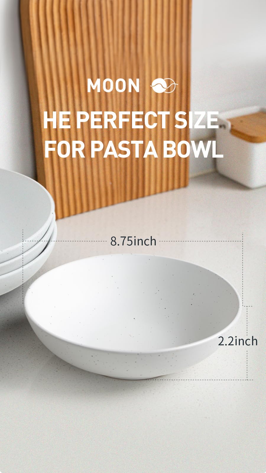 Famiware 8.75 Inch White Ceramic Pasta Bowls Set of 4 - Large Microwave & Dishwasher Safe Salad Serving Bowls for Dinner, Pasta, Soup & Dessert - Perfect for Family Meals, Entertaining & Restaurant Use