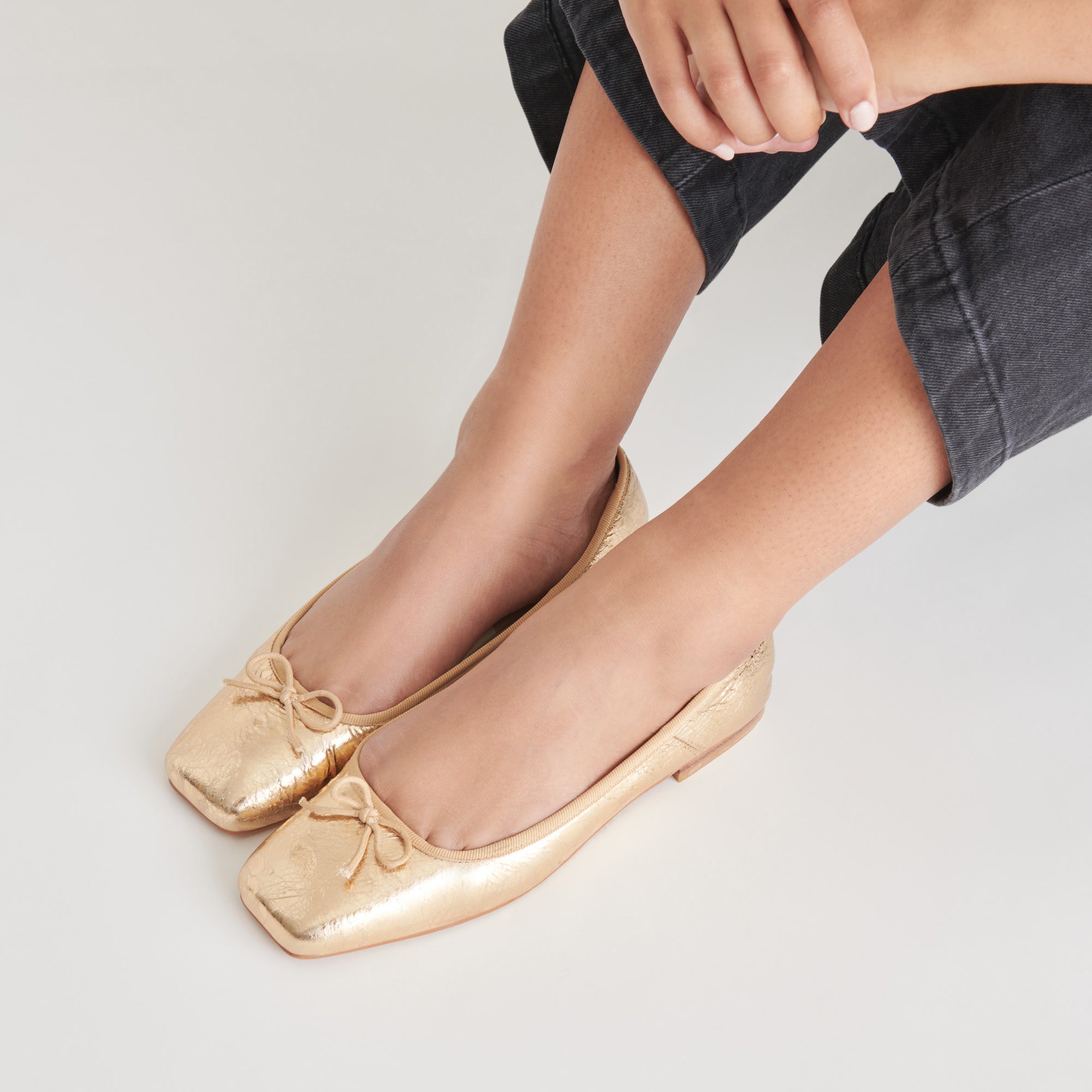 ANISA Ballet Flats - Gold Distressed Leather Women's Shoes for Comfort & Style | Perfect for Work, Casual Wear & Travel