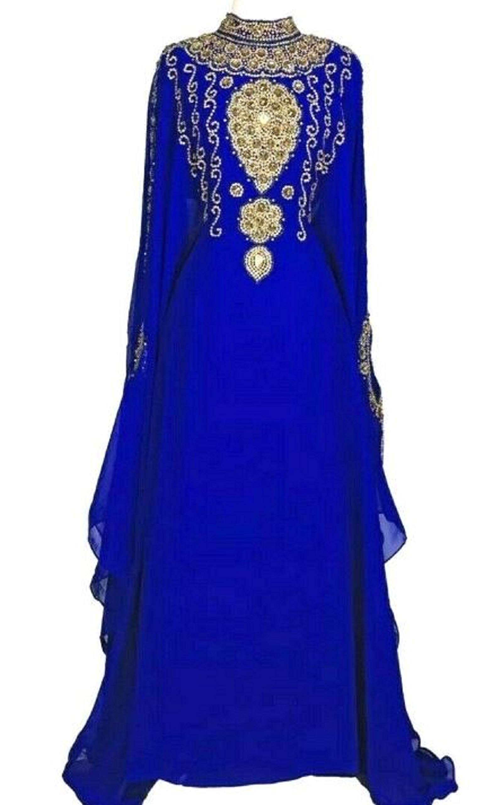 Elegant Gold Embellished Abaya Caftan Dress - Dubai Style Maxi Gown with Beaded Details for Wedding & Evening Events | Perfect for Bridal, Party & Special Occasions