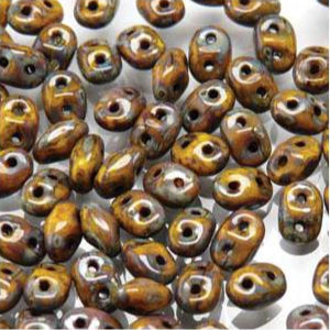 Czech Miniduo Glass Beads 8g Lemon Picasso - Perfect for Jewelry Making, DIY Crafts, and Art Projects