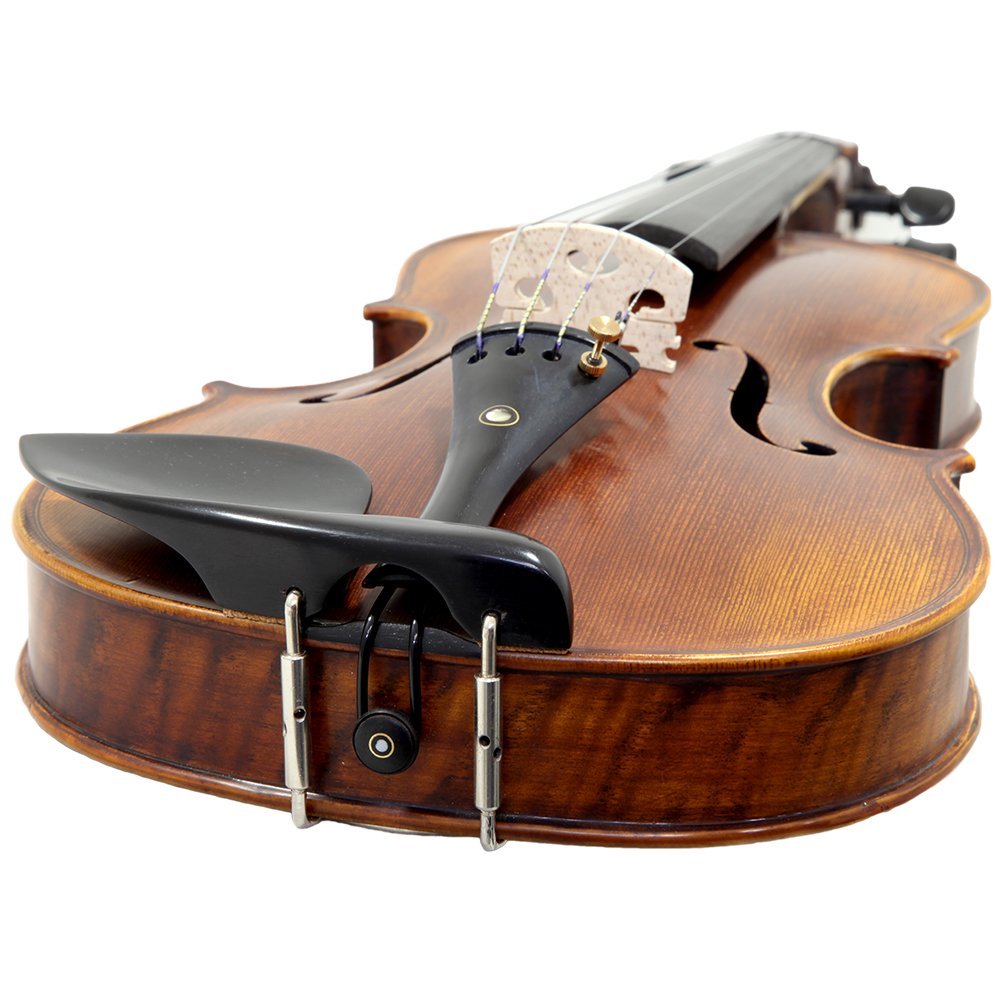 Premium 1/2 Size Hand Carved Ebony Violin Outfit - PTVNSH100 with Case, Bow, Strings, Tuner, Mute & Rosin - Perfect for Students, Beginners & Professional Practice at Home or School