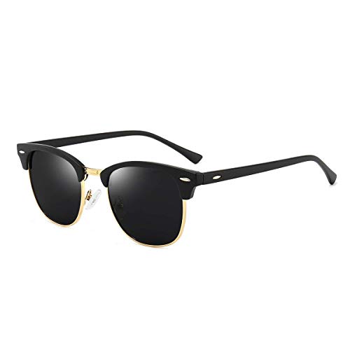 A:30-16style Black Lens+gold and Matte Black Frame