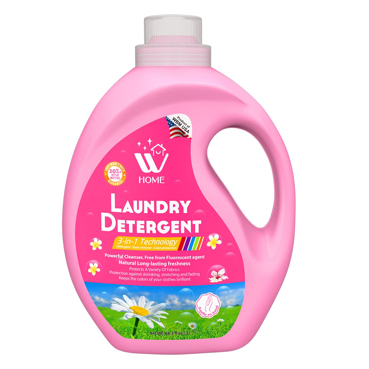 WBM High Efficiency Liquid Laundry Detergent Concentrate - 35.2 Oz (50 Loads) | Long Lasting Fragrance | HE Compatible | For All Fabrics | Perfect for Families & Large Loads