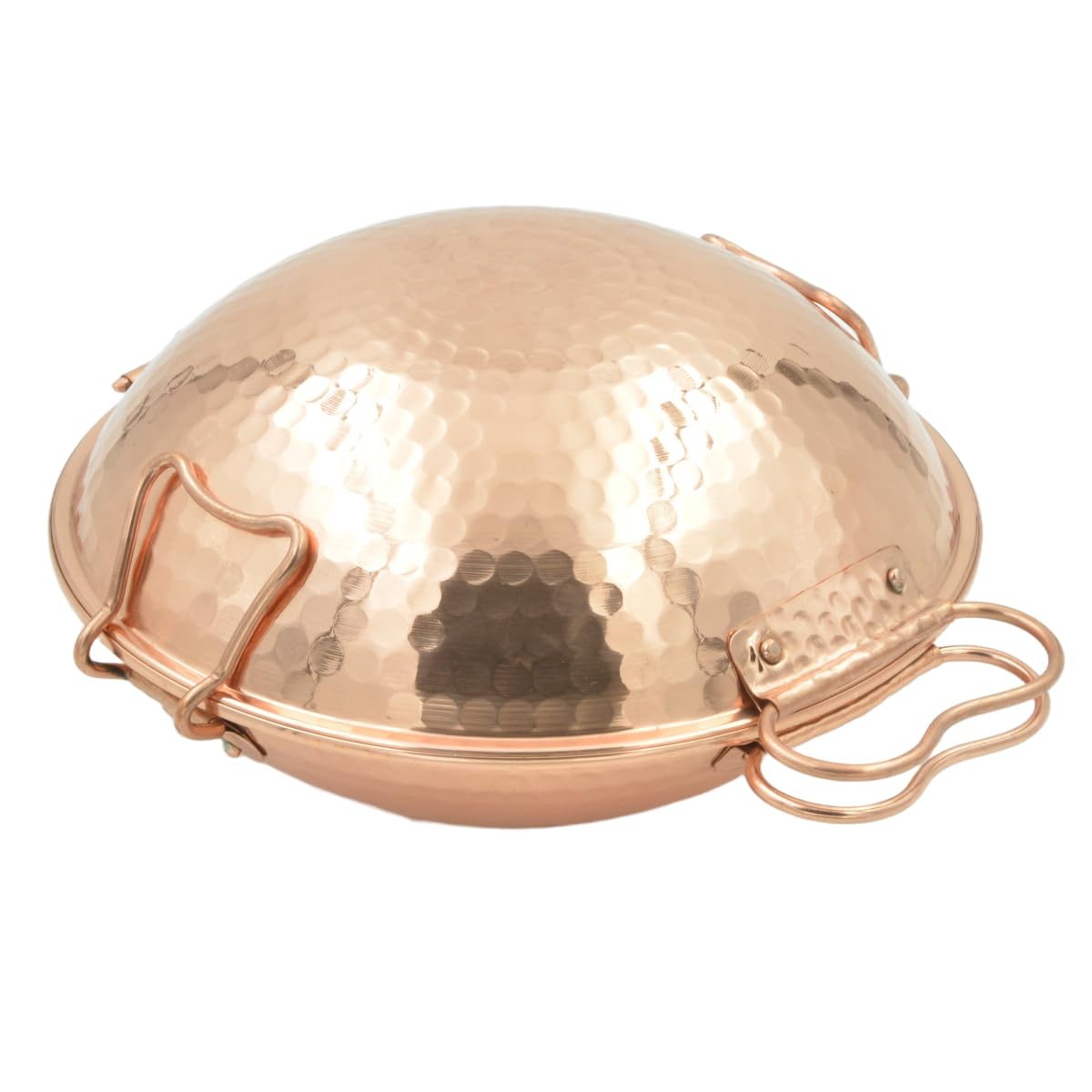 Hammered Copper Cataplana & Stir Fry Wok with Tin Lining - 30cm Diameter, Oven & Stovetop Safe (Except Induction) - Perfect for Seafood Stews, Paella & Asian Stir-Fry Cooking