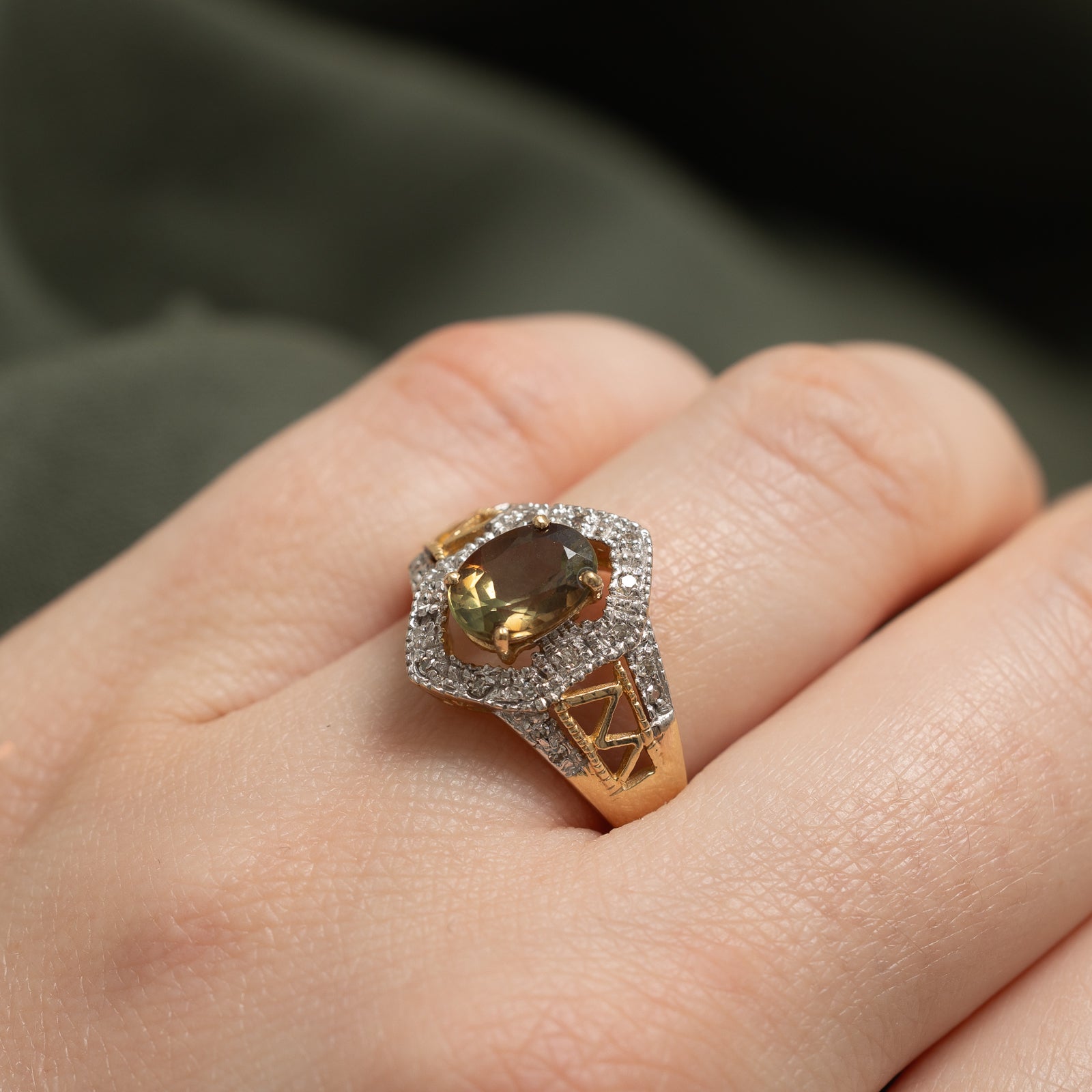 Exquisite Andalusite & Diamond Ring - 1.42ct Andalusite with 0.12ctw Diamonds - Size 7.25 - Elegant Wedding, Engagement & Anniversary Jewelry Gift for Her