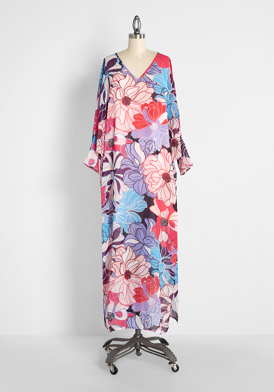 Bright and Splashy Maxi Dress for Women - Floral Summer Beach Dress with Pockets | Perfect for Vacations, Pool Parties & Tropical Getaways