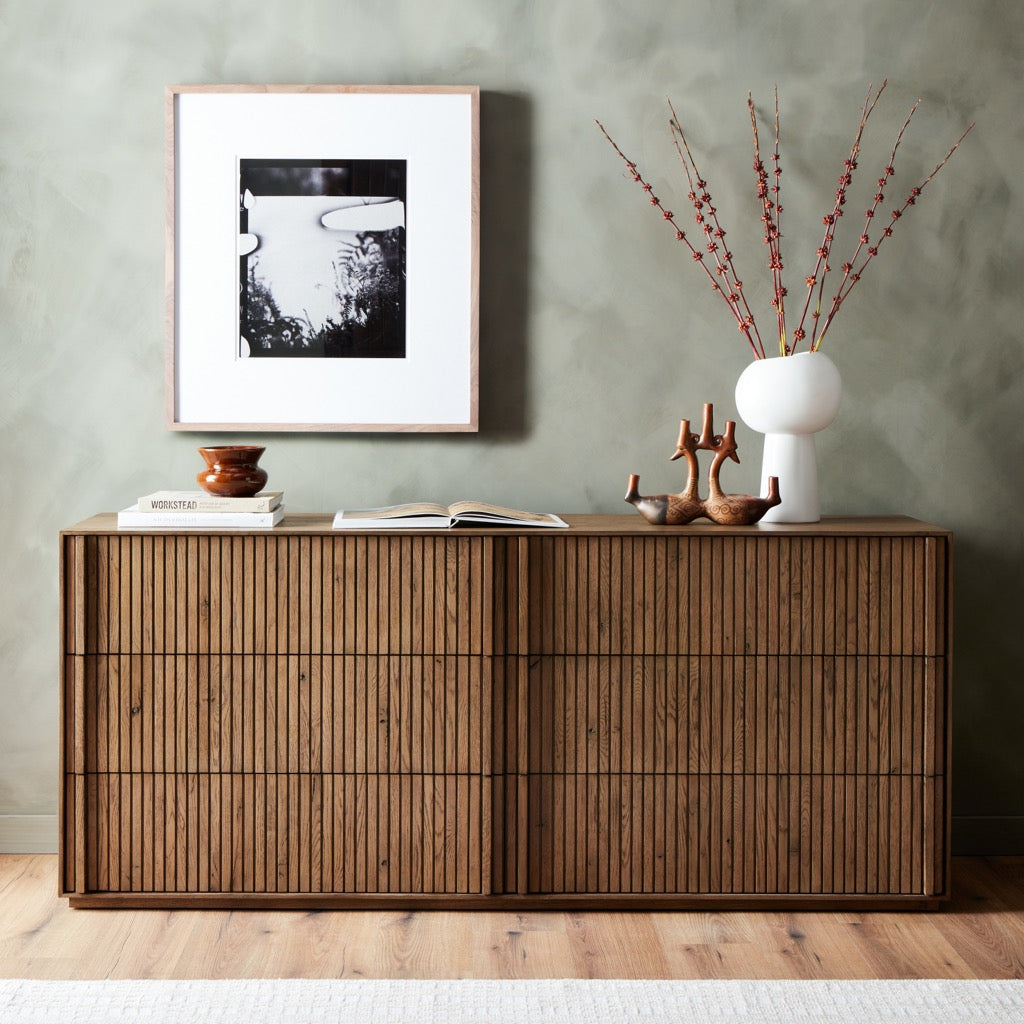 Rustic Grey 6-Drawer Dresser - Solid Wood Bedroom Storage Organizer for Clothes & Accessories | Perfect for Home, Dorm, or Apartment Decor