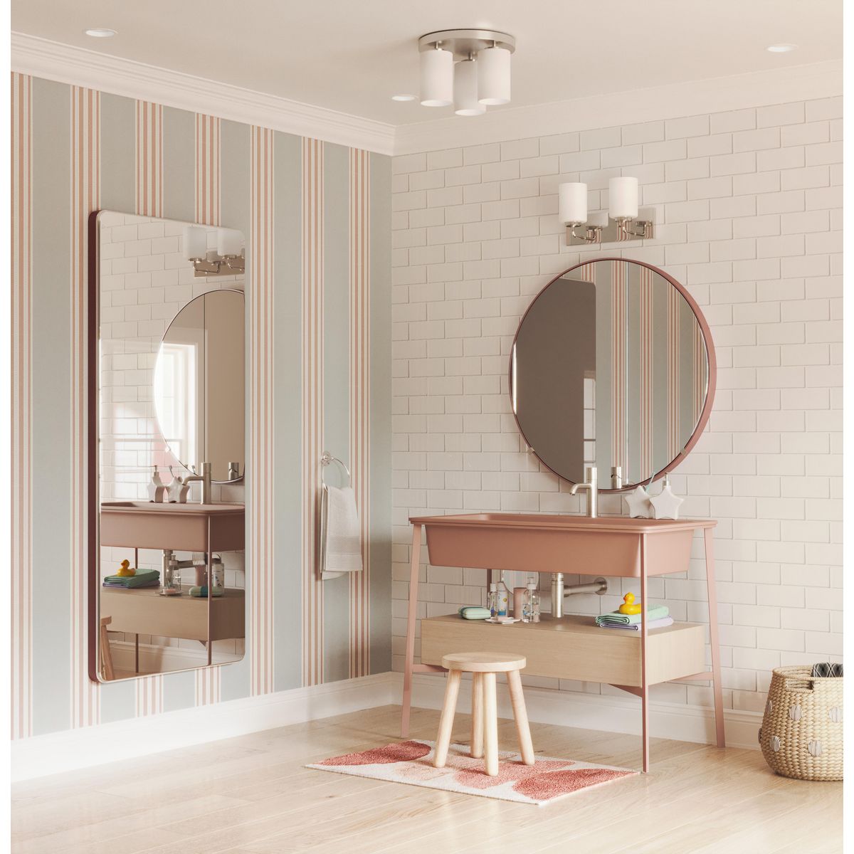 Merry Collection Two-Light Etched Glass Bathroom Vanity Wall Sconce - Perfect for Bathroom, Powder Room, and Dressing Area Lighting