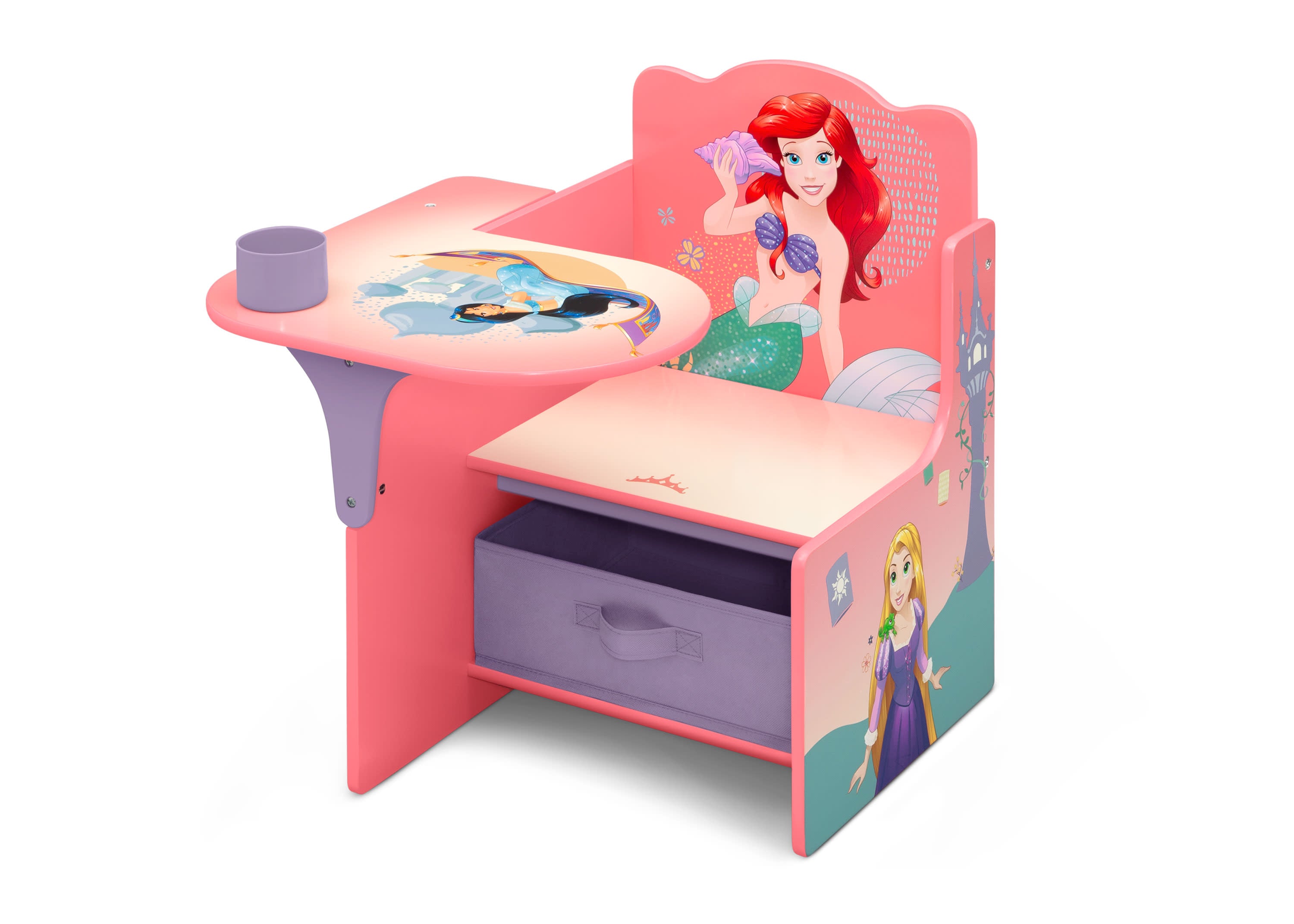 Princess Chair Desk with Storage Bin - Kids Study Table & Organizer for Bedroom, Playroom & Homeschooling - Perfect for Reading, Drawing & Homework