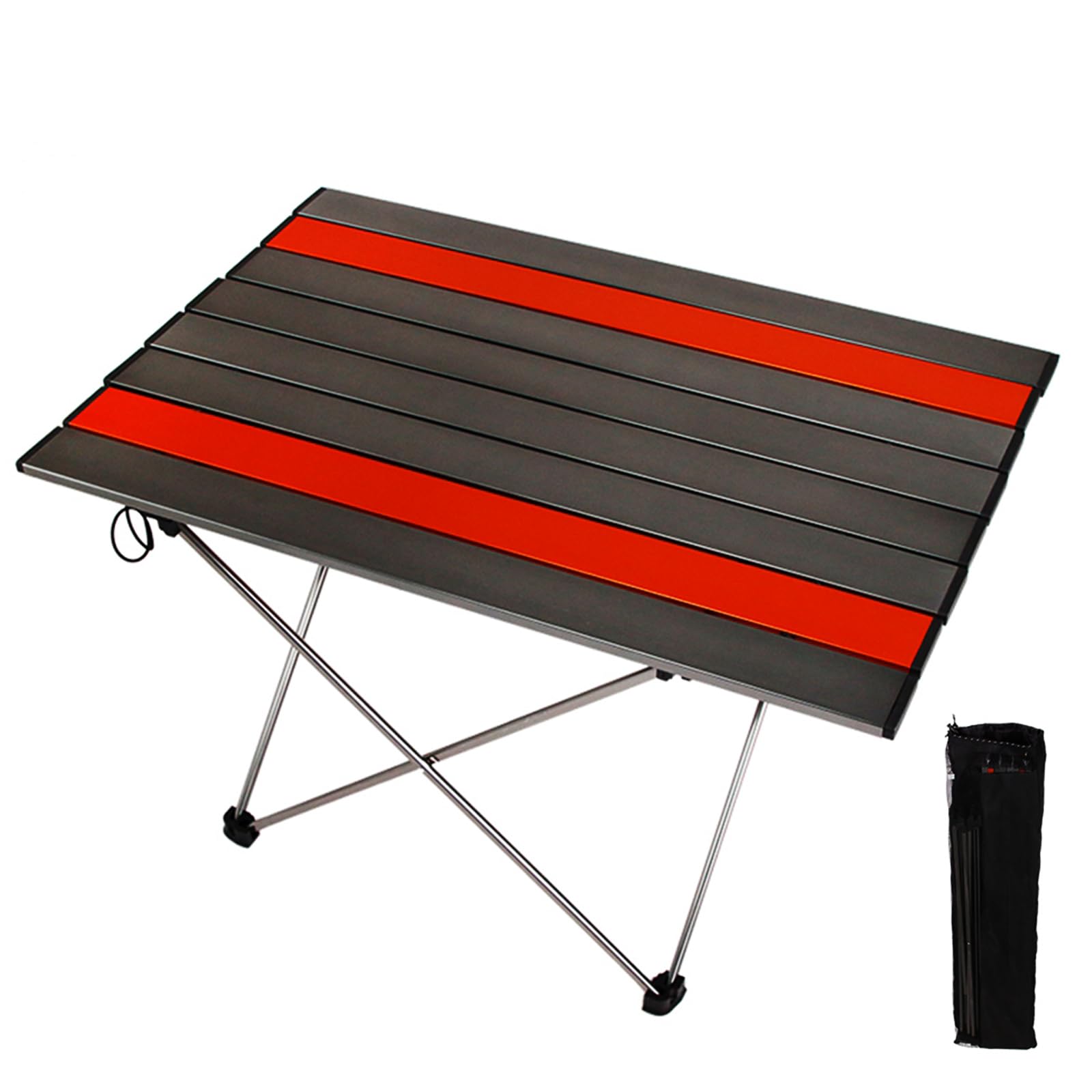 Portable Folding Camping Side Table - Lightweight Outdoor Picnic Table with Carry Bag for Hiking, Backpacking, Beach & Photography - Compact Camp Gear in Orange & Gray