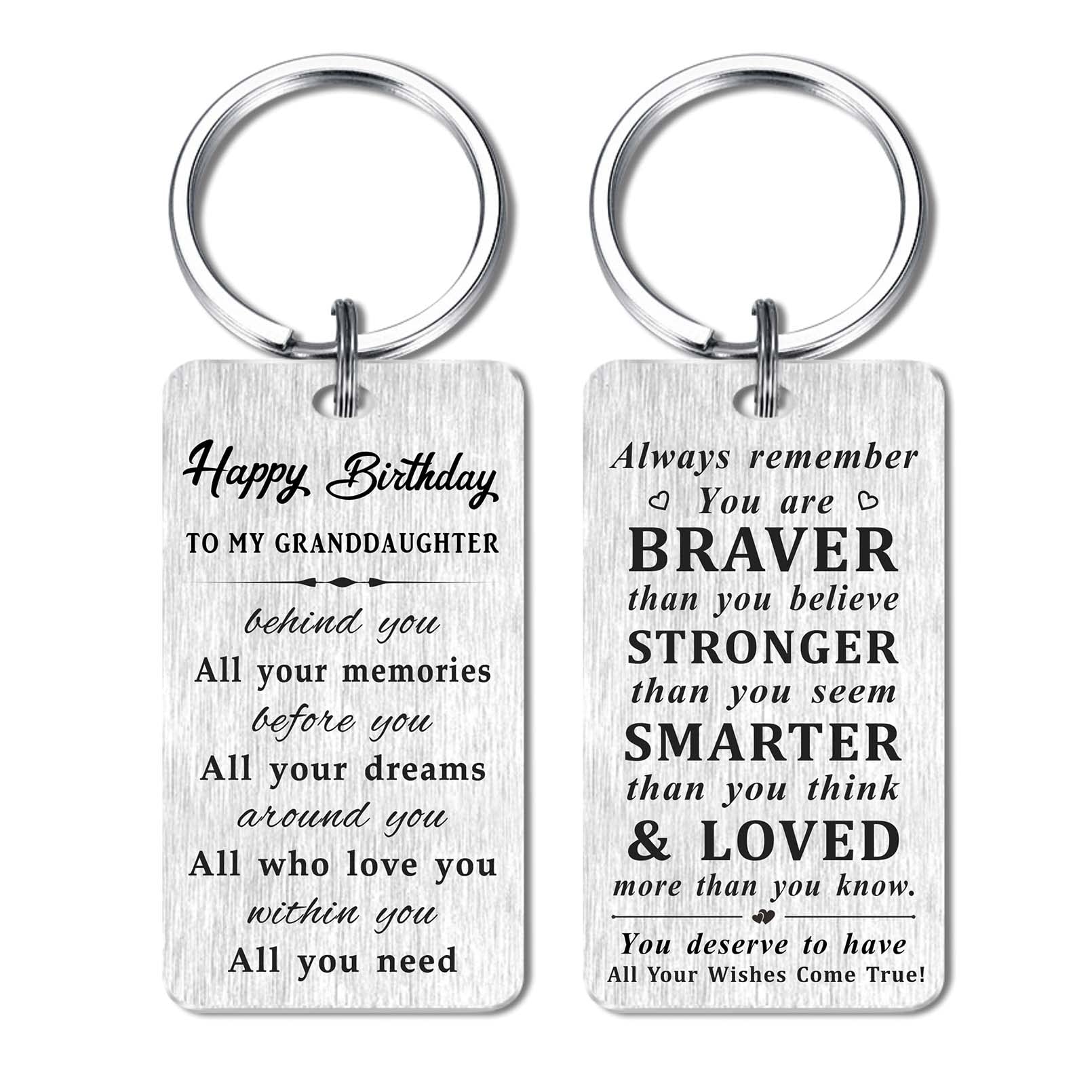 Personalized Granddaughter Birthday Keychain - Engraved Happy Birthday Gift for Granddaughter - Perfect for Birthdays, Graduation & Special Occasions