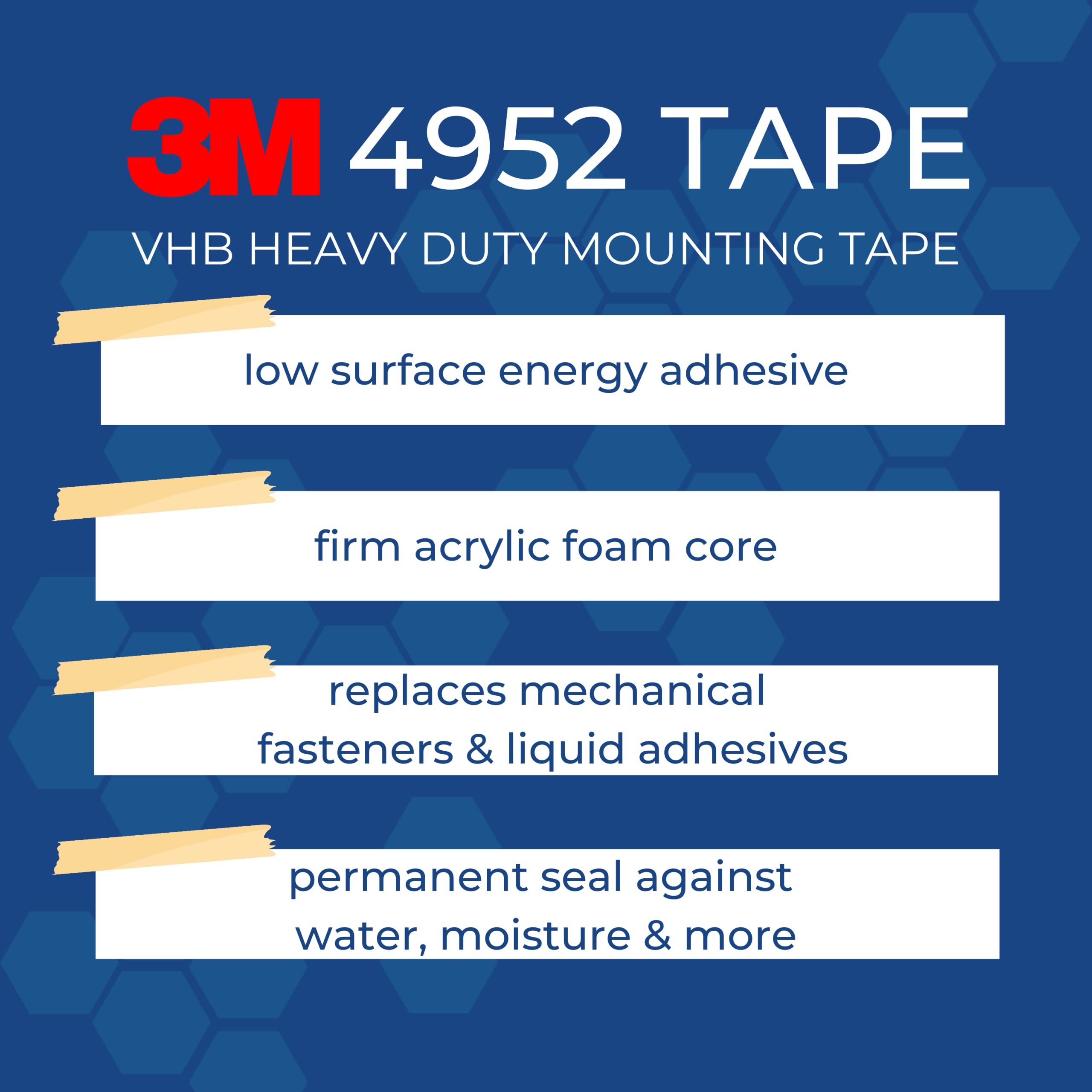 3M VHB Heavy Duty Mounting Tape 4952 - 2 Inch Diameter Double Sided Adhesive Circles (100 Pack) - Strong Bond for Home, Office, and Industrial Use