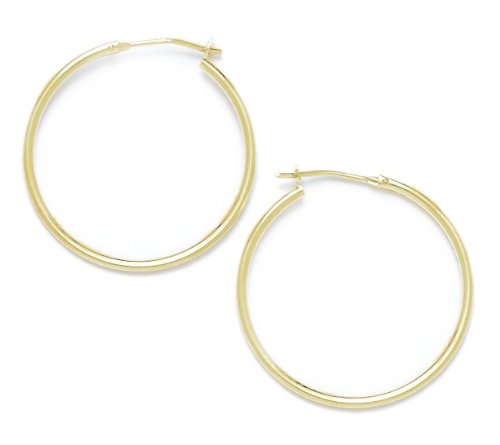 14K Yellow Gold 25mm Round Hoop Earrings for Women - Classic Everyday & Special Occasion Jewelry - Perfect Gift for Birthday, Anniversary & Valentine's Day