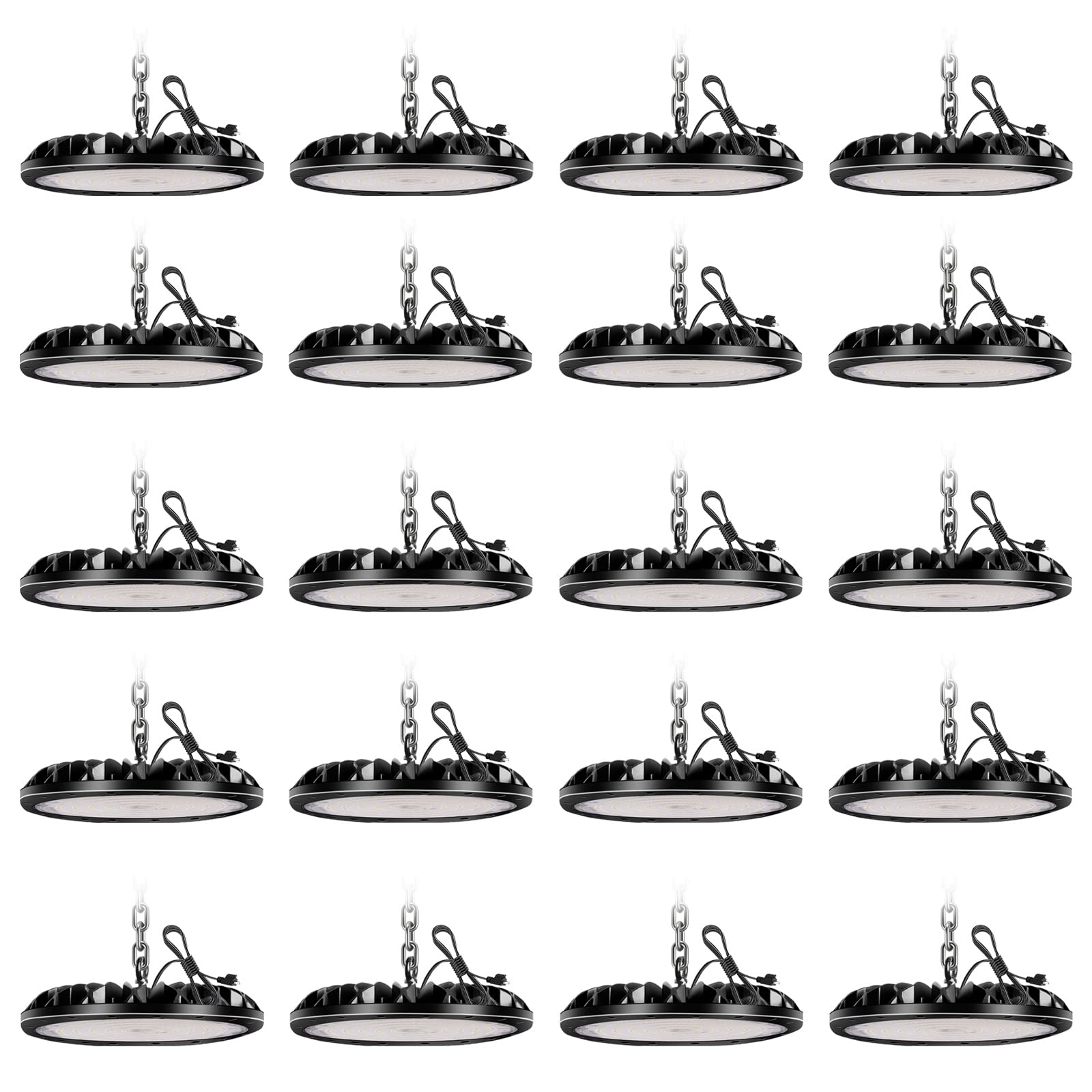 20 Pack 200W UFO LED High Bay Lights - 20000LM Non-Dimmable Commercial Lighting, 6000K Daylight White, IP65 Waterproof - Perfect for Warehouses, Factories, Garages, Workshops & Barns (Energy-Efficient Industrial Lighting Solution)