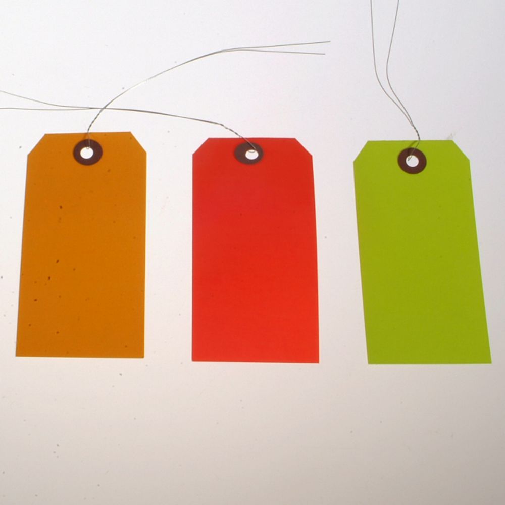High Visibility Blank #5 Lot Tags with Wire (1000/Box) - 3 Colors for Construction, Warehouse & Inventory Management