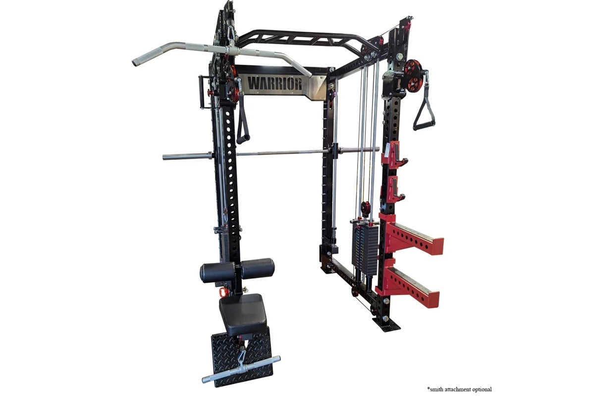 Warrior 3.0 Cable Crossover Pulley Power Rack Gym System with Lat Pulldown - Home & Commercial Gym Equipment for Strength Training & Fitness Workouts