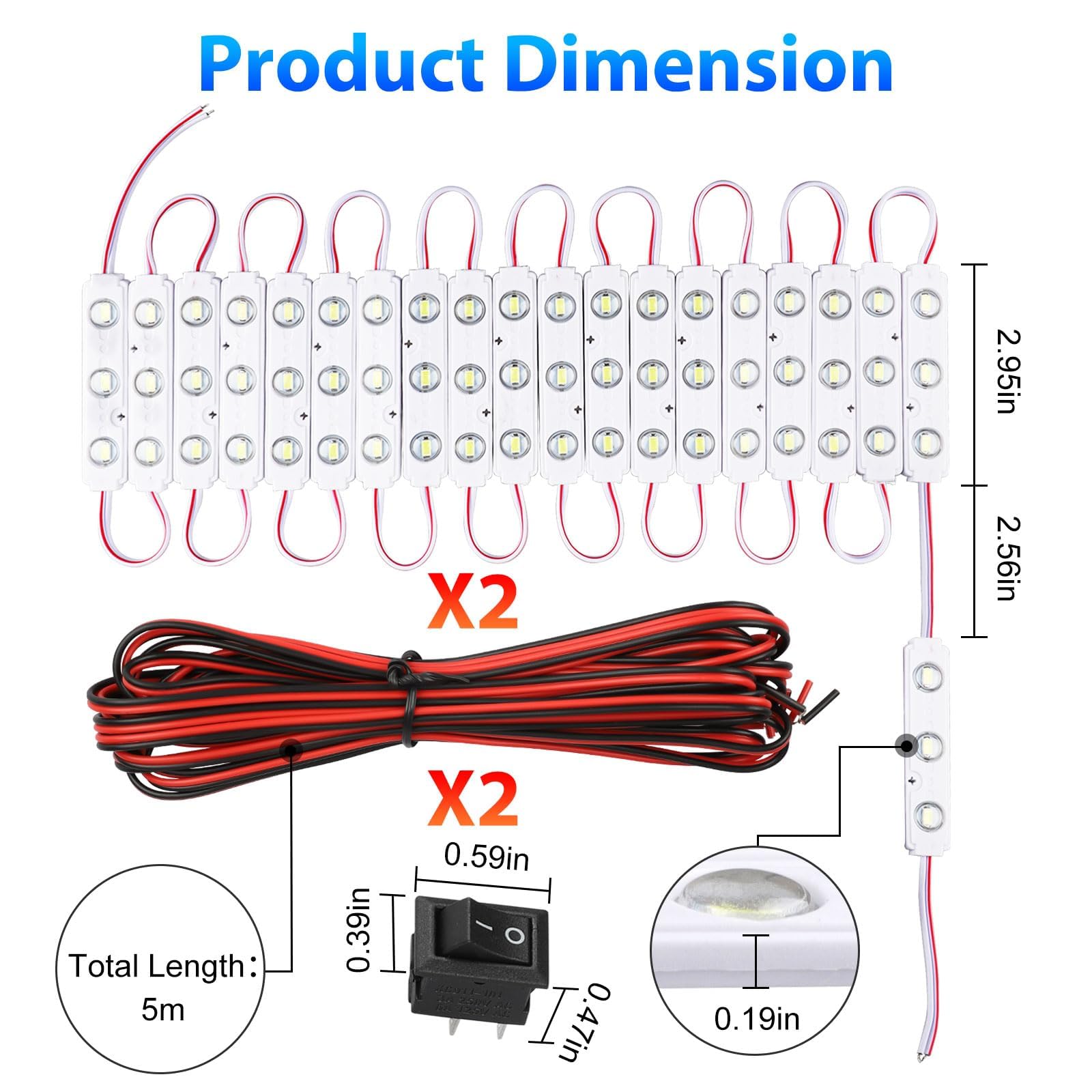 Linkstyle 12V 120 LEDs Van Interior Light Kit - 12V LED Strip & 40 Module Ceiling Lights for Cars, Trucks, Vans & Vehicles | Interior Lighting Upgrade for Campers, RVs & Work Trucks