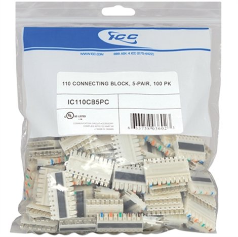 ICC IC110CB5PC 110 Connecting Block - 5 Pack for Telephone & Network Wiring | Ideal for Home, Office & Telecom Installations